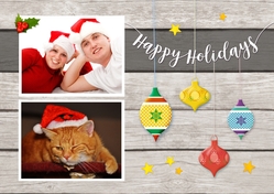 Fotocollage houtlook Happy Holidays Voorkant