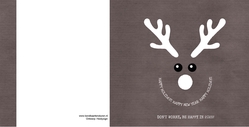 Kerstkaart Rendier Dont worry be happy in jaartal Achterkant/Voorkant