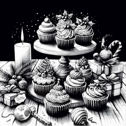 Pentekening_kerstcupcakes_versjevanVERS Voorkant